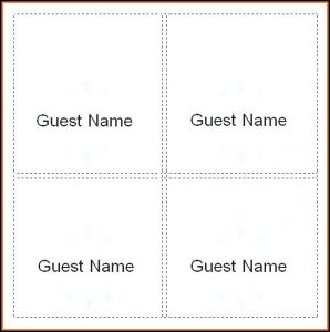 Seating Plan Name Cards Template