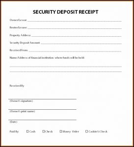 Security Deposit Invoice Template