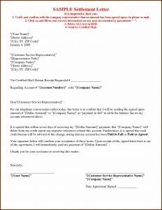 Settlement Agreement Letter Template