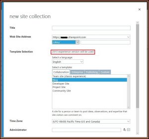 Sharepoint 2013 Template Selection