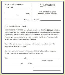 South Carolina Divorce Forms