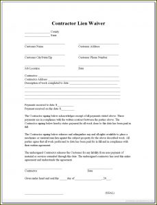 Subcontractor Lien Waiver Form North Carolina