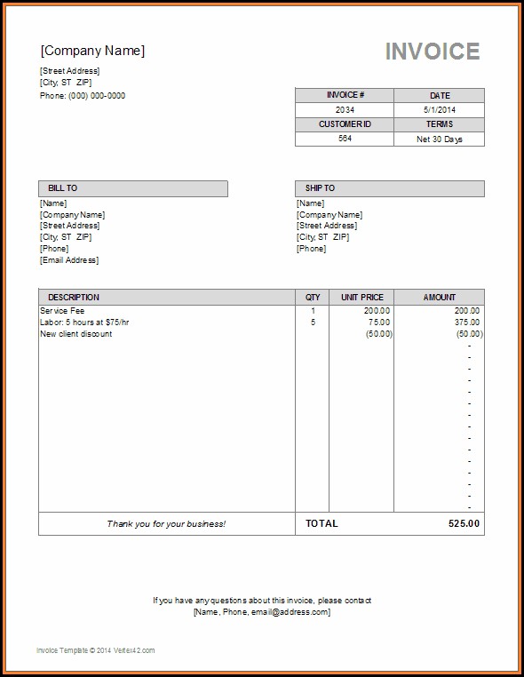Template For Billing Invoice Free