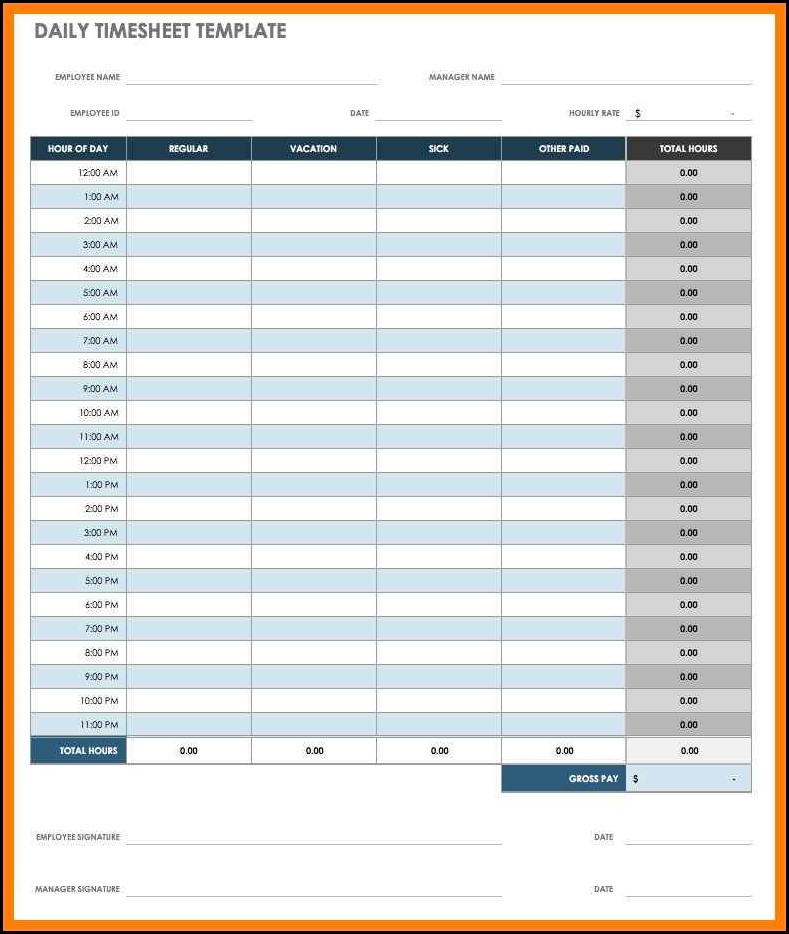 Template For Timesheets