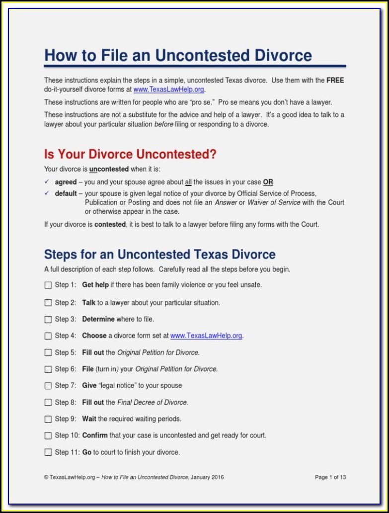 Texaslawhelp.org Divorce Forms