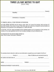 Three Day Eviction Notice Form California