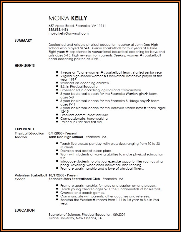 Traditional Resume Template Free