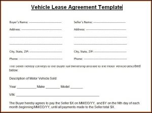 Vehicle Lease Agreement Template