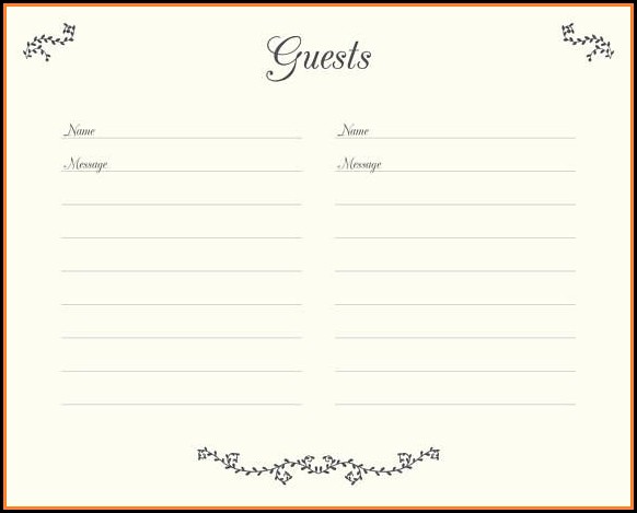 Wedding Guest Book Pages Template