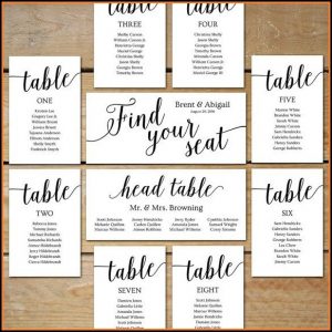 Wedding Seating Chart Cards Template