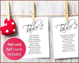 Wedding Table Seating Cards Template