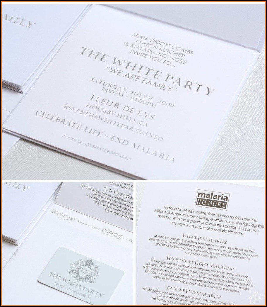 White Party Invitation Cards