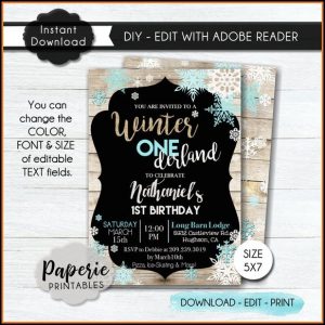 Winter Wonderland Birthday Party Invitation Template