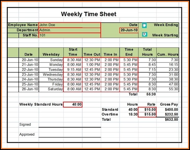 Word Templates For Timesheets