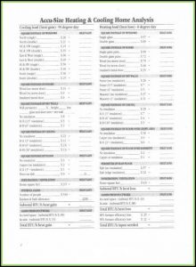 Accu Size Cooling & Heating Analysis Form