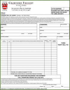 Bill Of Lading Short Form Fillable