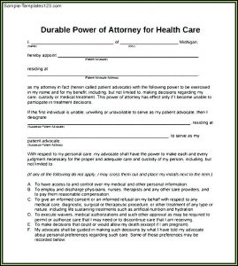 Blank Medical Power Of Attorney Form Florida