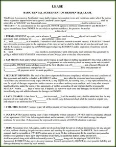 Blank Rental Lease Agreement Form Ohio