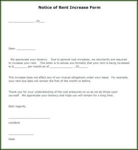 California 60 Day Notice To Increase Rent Form