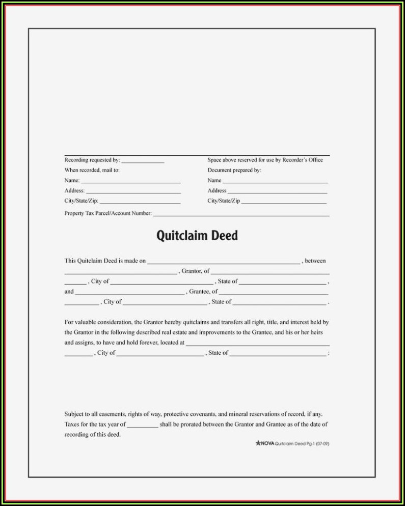 California Quit Claim Deed Form Instructions