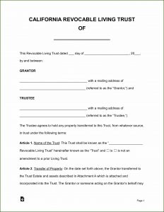 California Revocable Trust Form