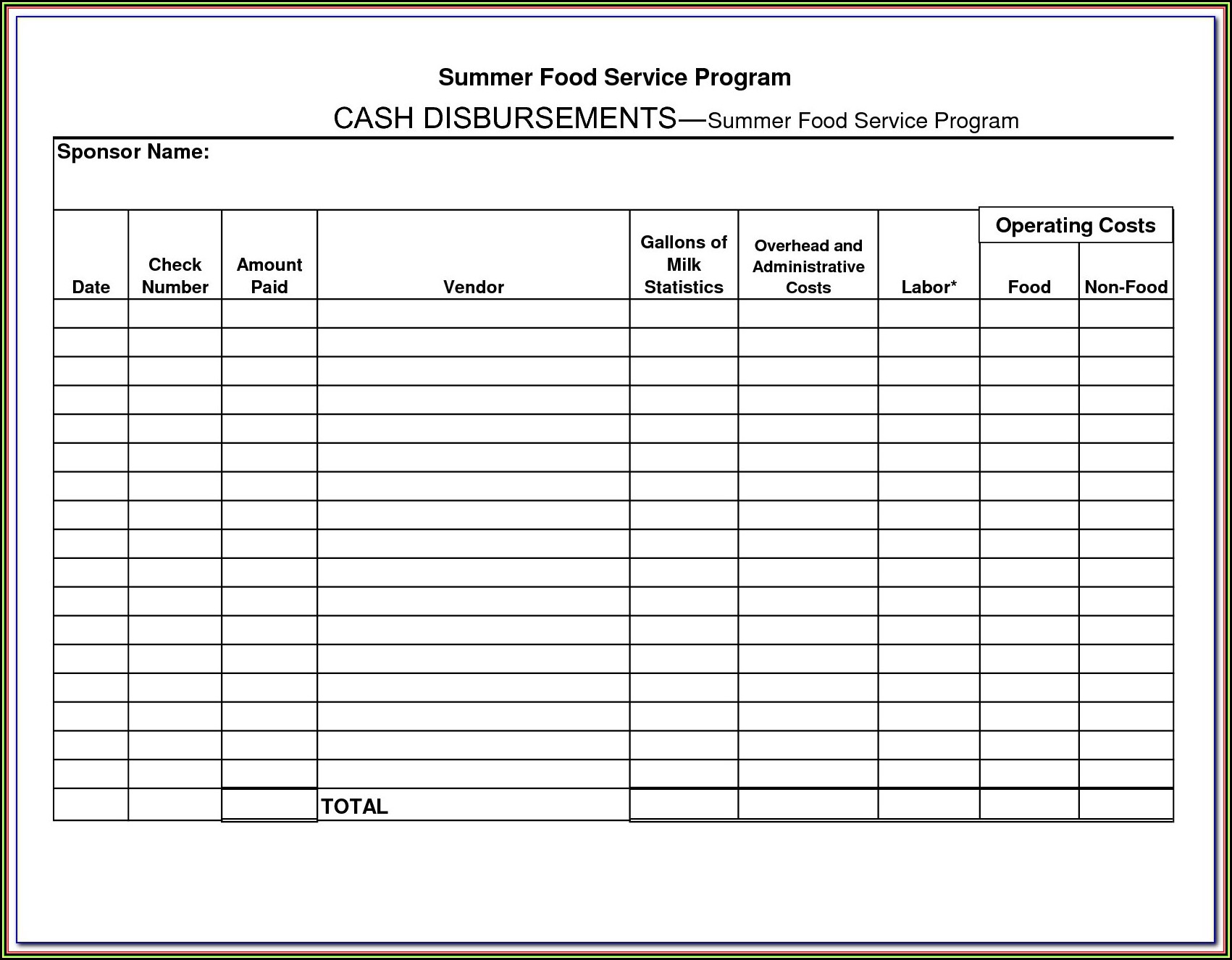 Cash Disbursement Journal Forms