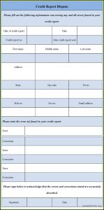 Dispute Credit Report Forms