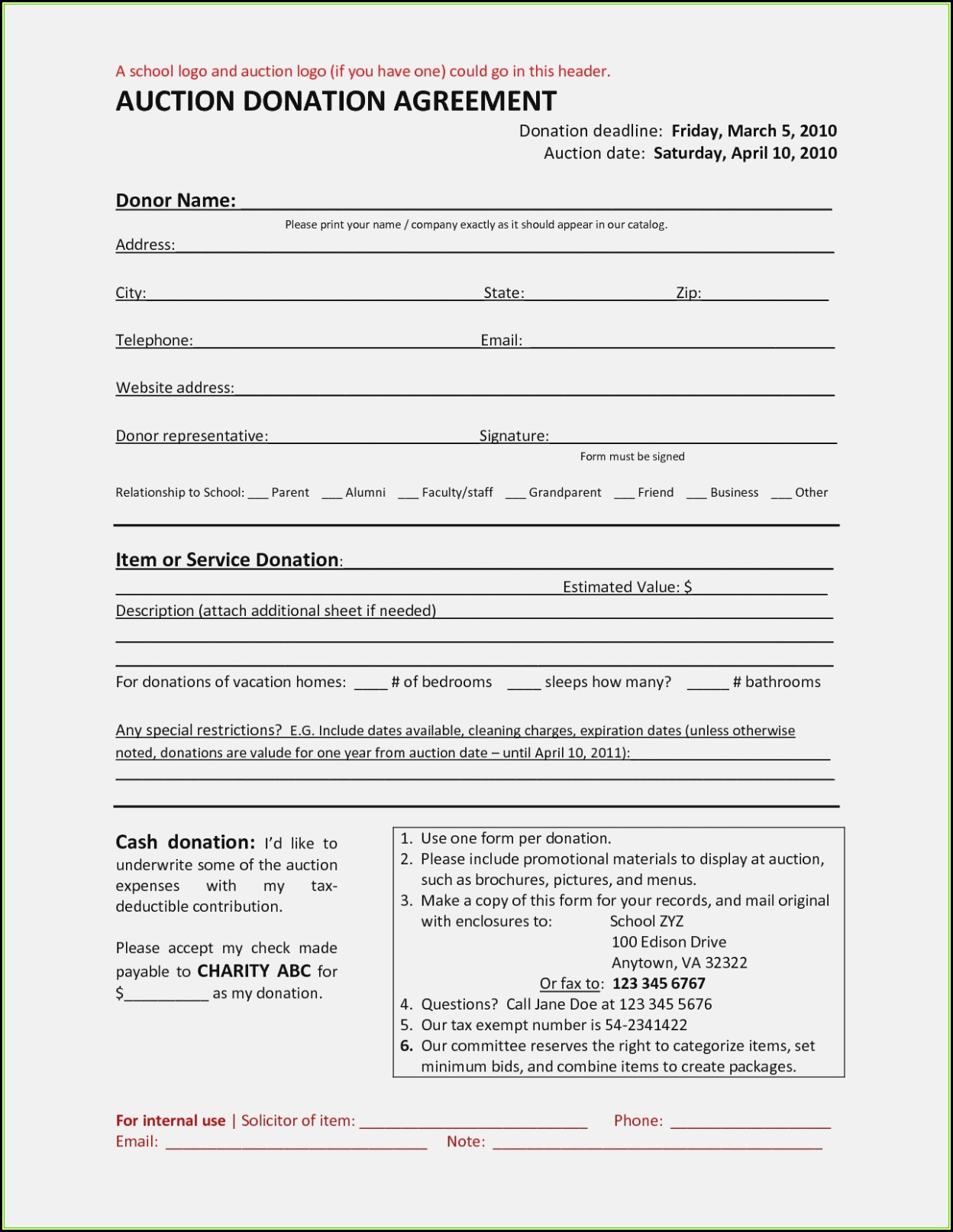 Donation Form Template For Nonprofit
