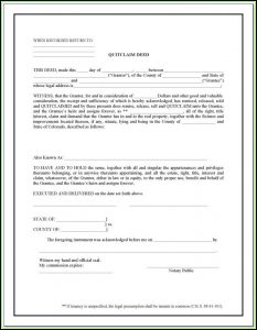 Douglas County Colorado Quit Claim Deed Form