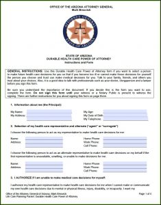 Durable Medical Power Of Attorney Form Arizona