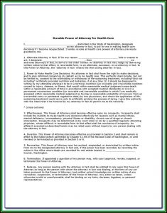 Durable Power Of Attorney For Health Care Washington State Form