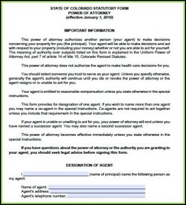 Durable Power Of Attorney Form Template