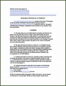 Durable Power Of Attorney Washington State Forms