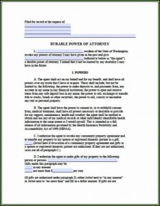 Financial Durable Power Of Attorney Form Washington State