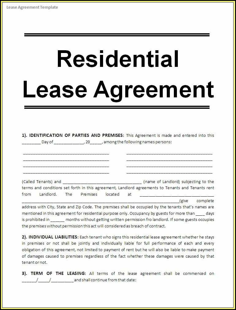 Apartment Lease Template Free