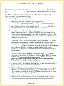 Apartment Sublet Lease Template