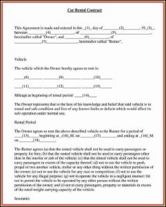 Auto Rental Form Templates