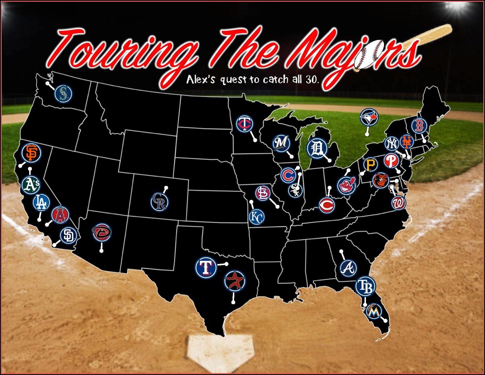 Baseball Stadium Travel Map