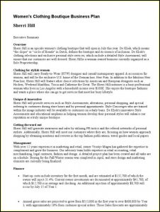 Boutique Business Plan Template