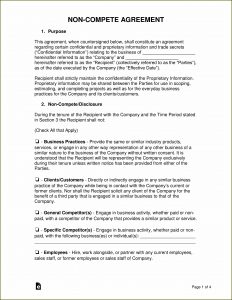 Business Non Compete Agreement Template