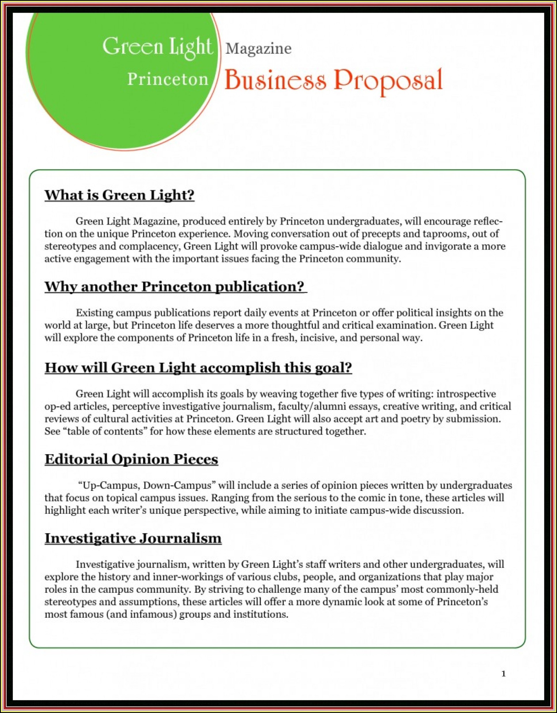 Business Proposal Format Template Free