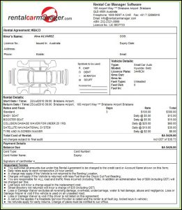 Car Hire Form Sample