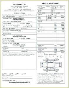 Car Rental Damage Form Template