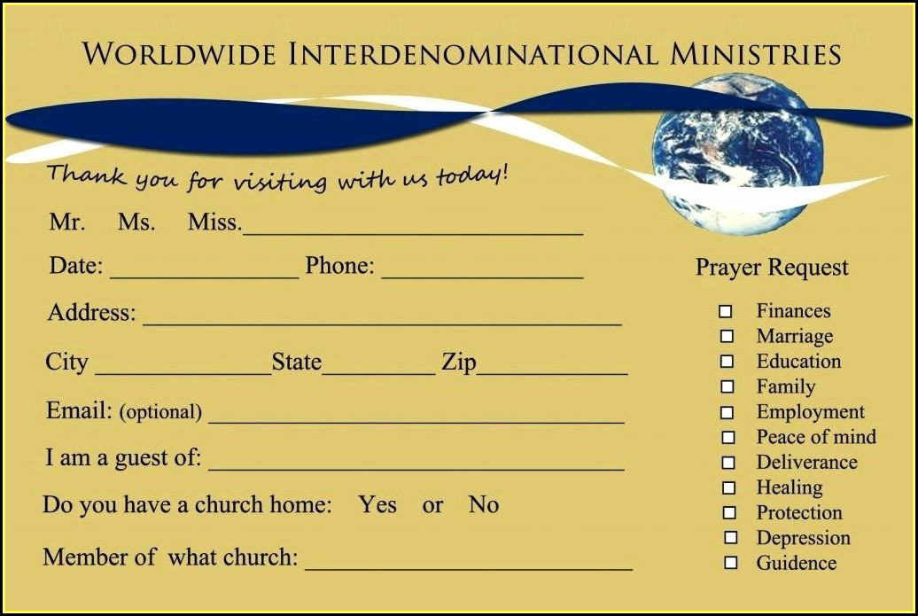 Church Visitor Card Template Free