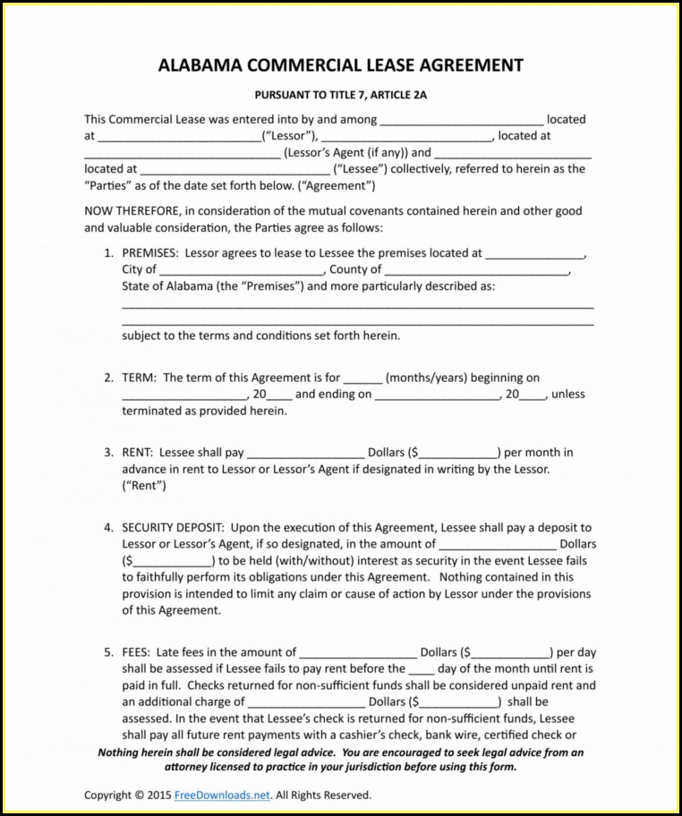 Commercial Lease Agreement Template Free Pdf