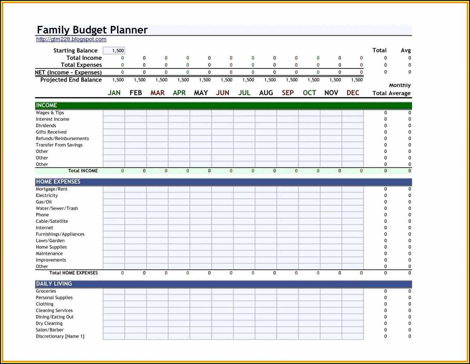 Daily Budget Excel Template