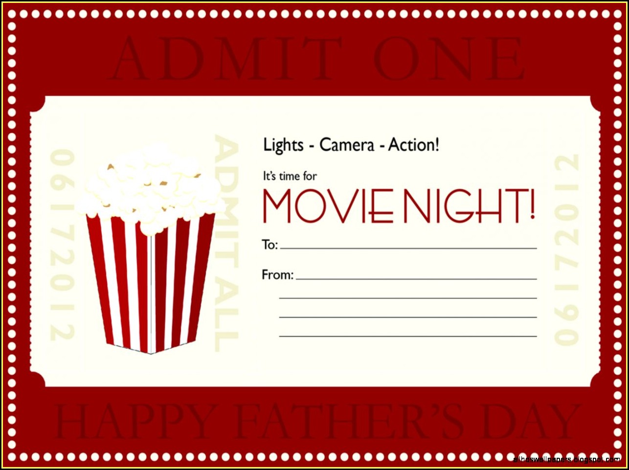 Dinner And A Movie Gift Certificate Template