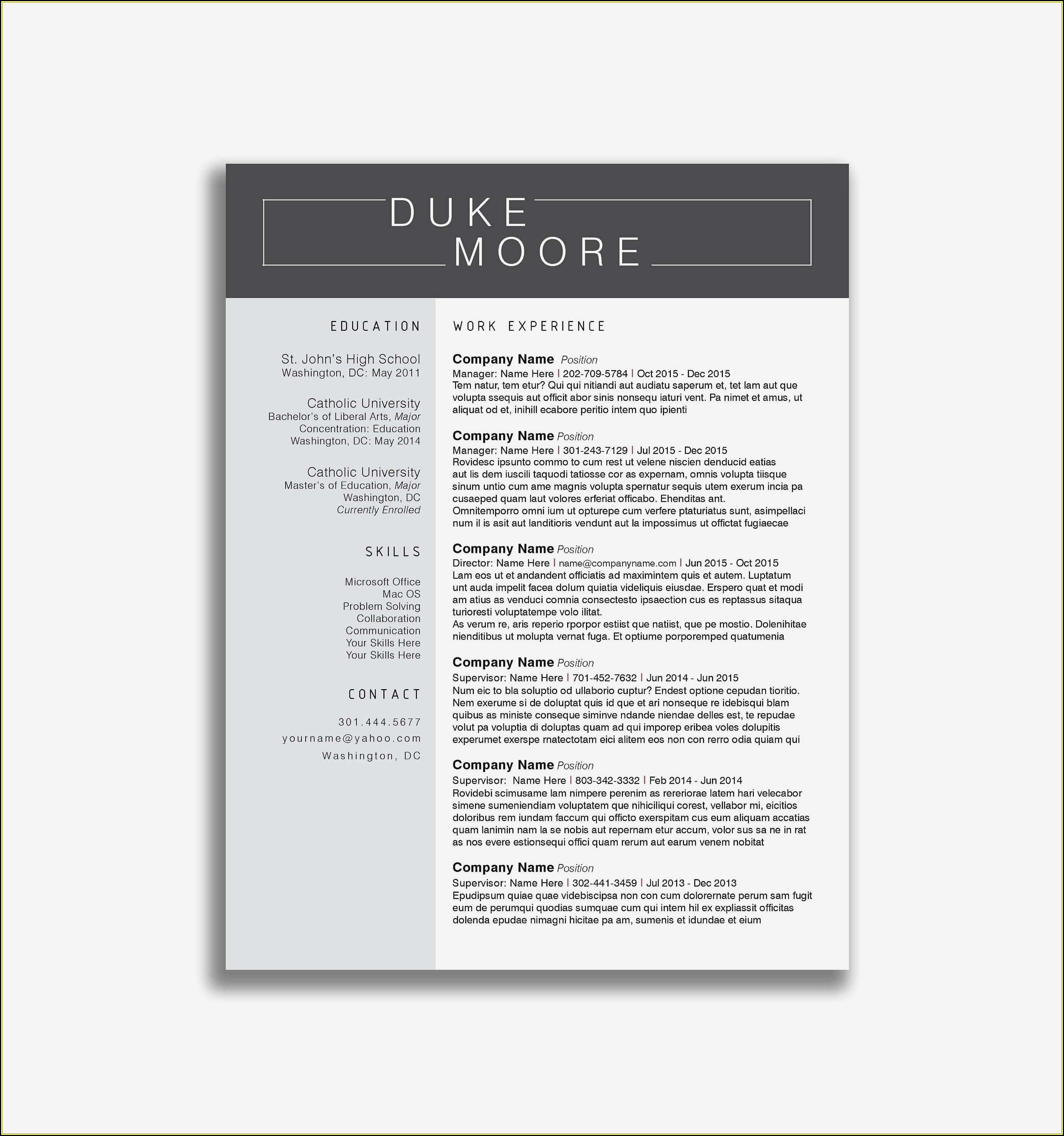 Download Free Resume Templates For Mac