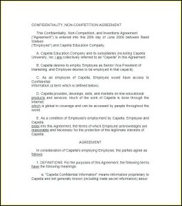 Employee Non Competition Agreement Template