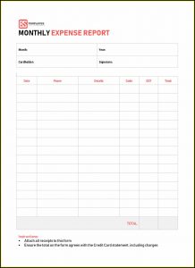Expense Report Excel Sheet Template